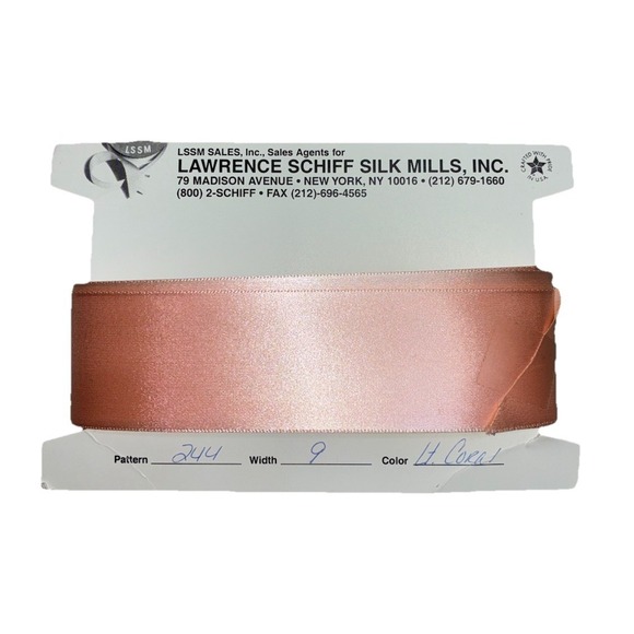 Lawrence Schiff Silk Mills Other - Lawrence Schiff Silk Mills Ribbon Light Coral 1.5" 5 yd Made In USA